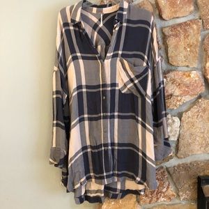 Free People oversized plaid button up